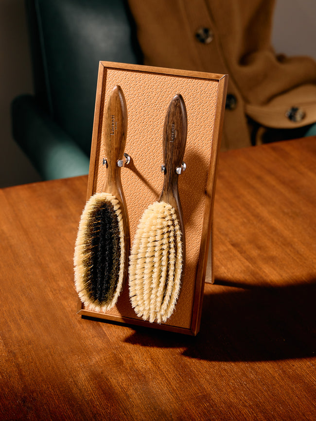 Lorenzi Milano - Wood Cashmere and Wool Brushes with Rest (Set of 3) -  - ABASK