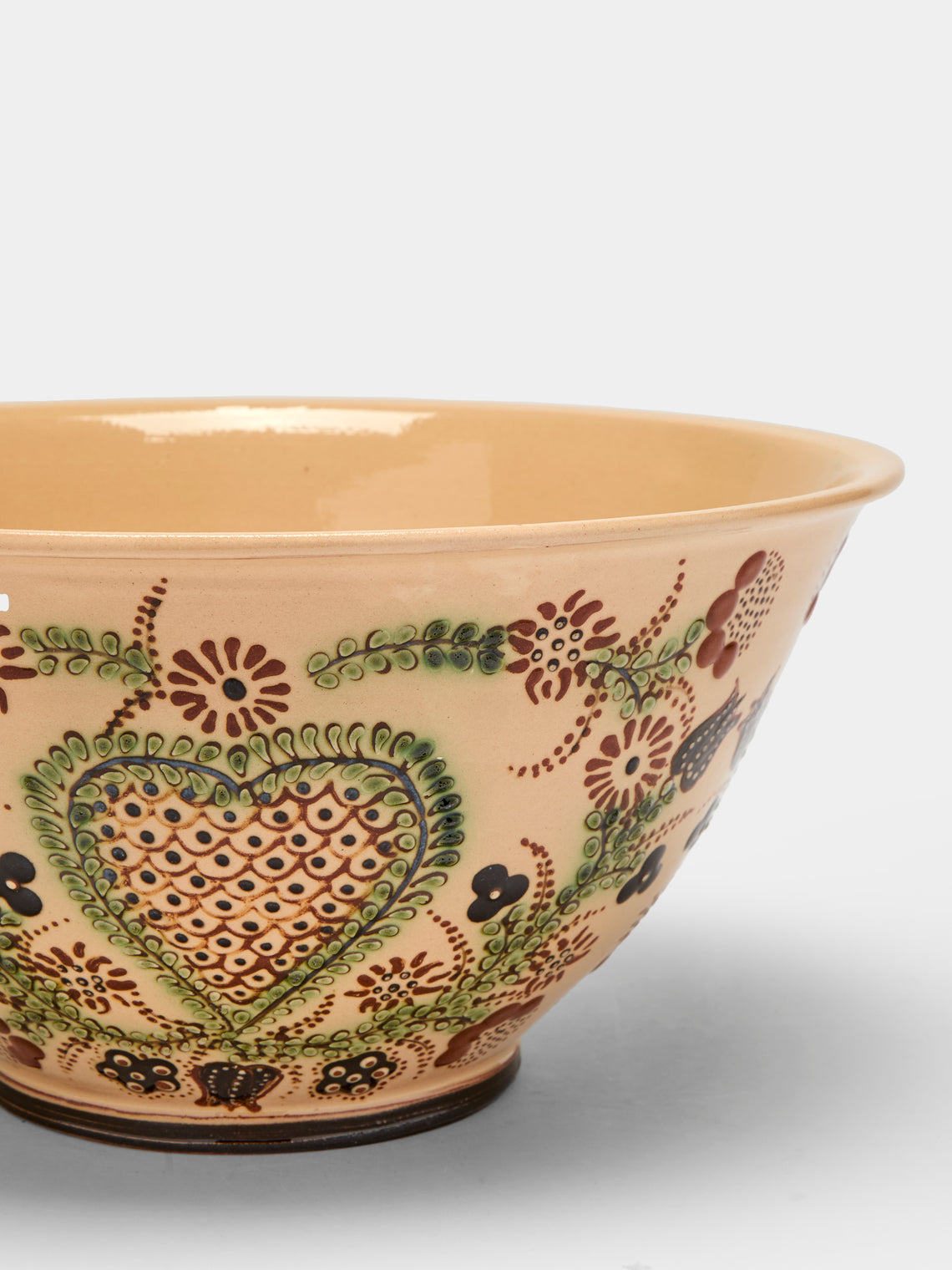 Poterie d’Évires - Hearts Hand-Painted Ceramic Large Salad Bowl -  - ABASK