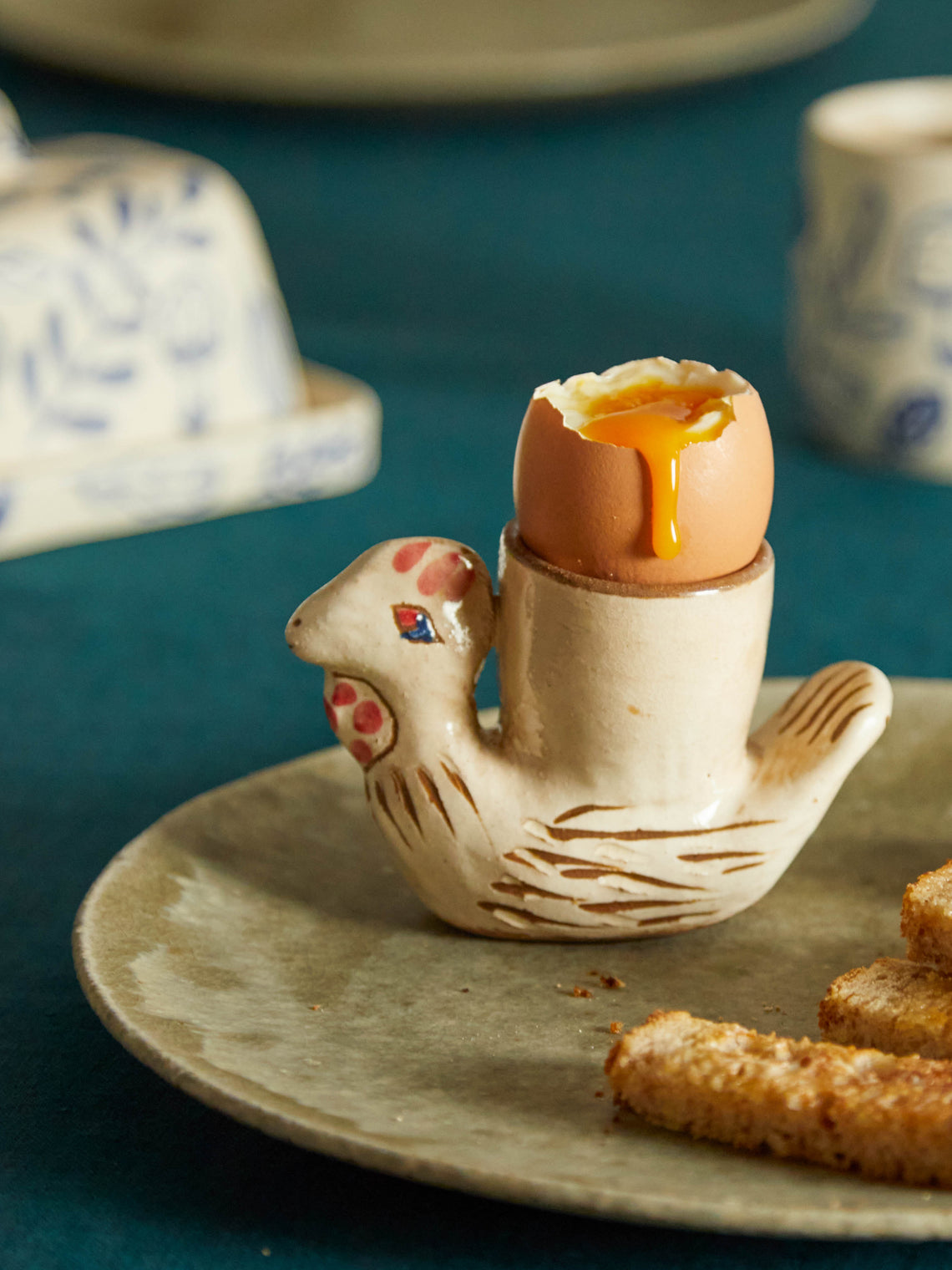 Anut - Chicken Hand-Painted Ceramic Egg Cups (Set of 4) -  - ABASK