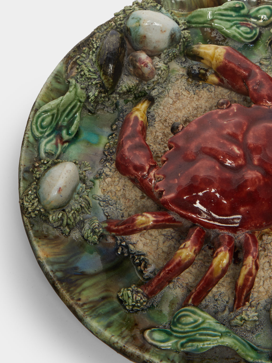 Antique and Vintage - 1940s Crab Majolica Plate -  - ABASK