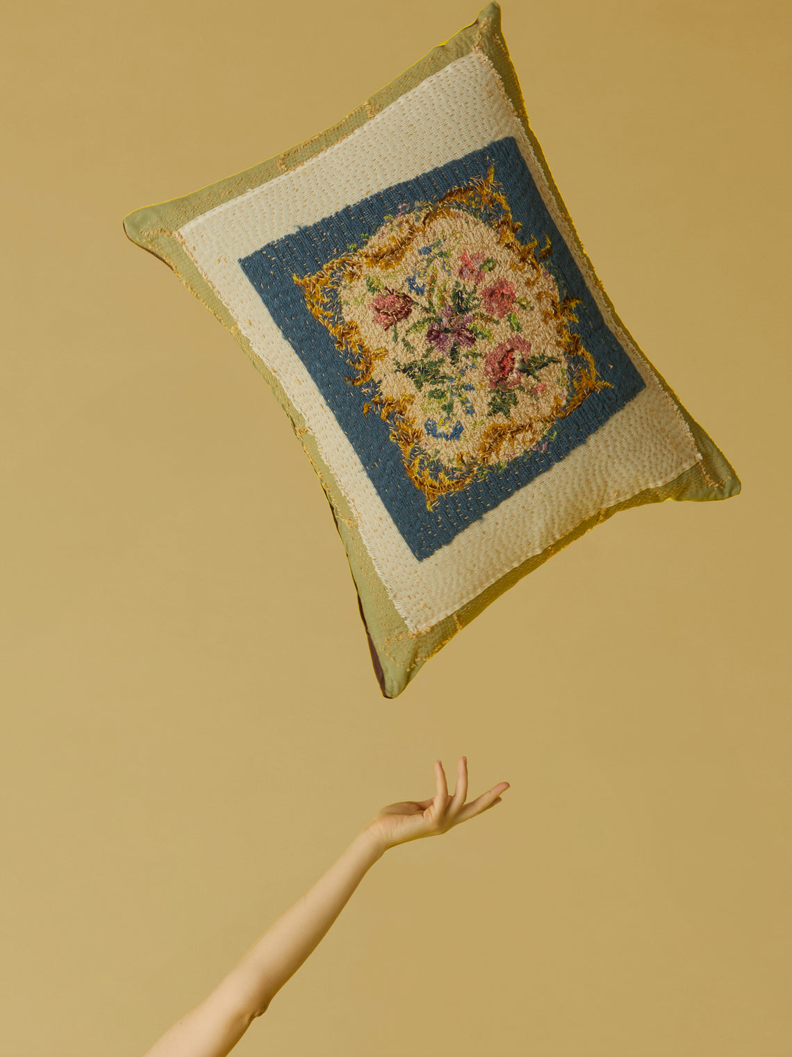 By Walid - 1950s Needlepoint Wool Cushion -  - ABASK