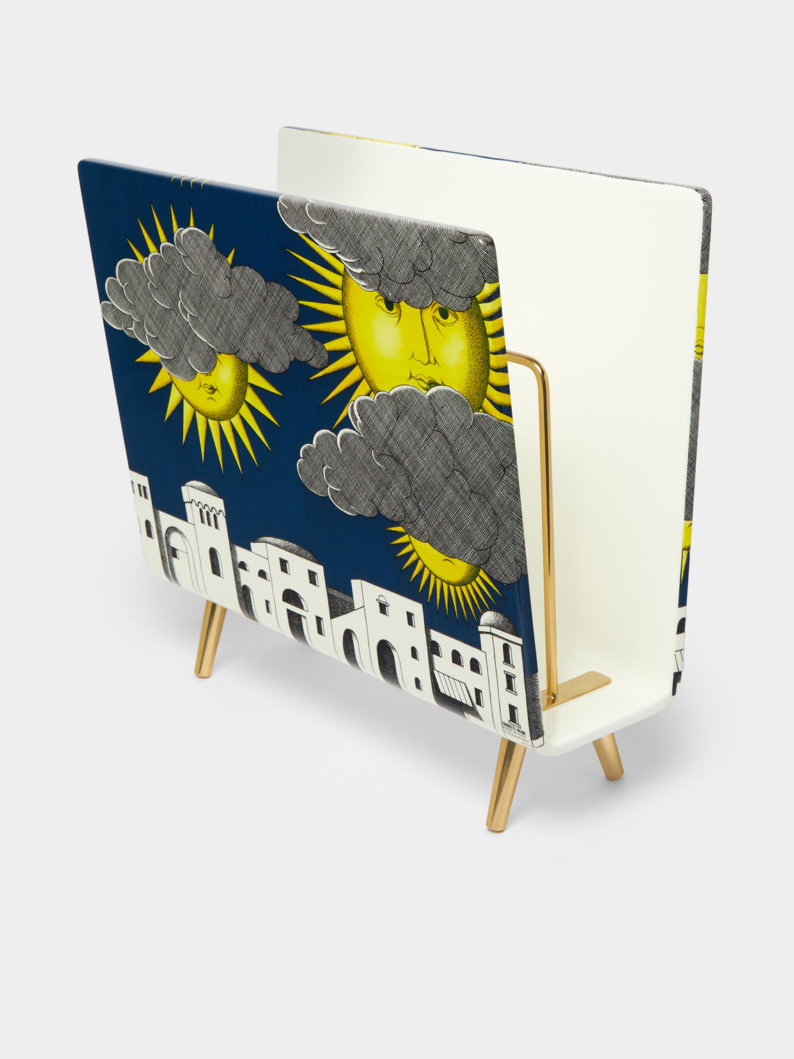 Fornasetti - Sole di Capri Hand-Painted Metal Magazine Rack -  - ABASK