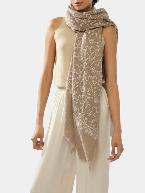 ME&K - Hand-Embroidered Cashmere Scarf | One Size -  - ABASK