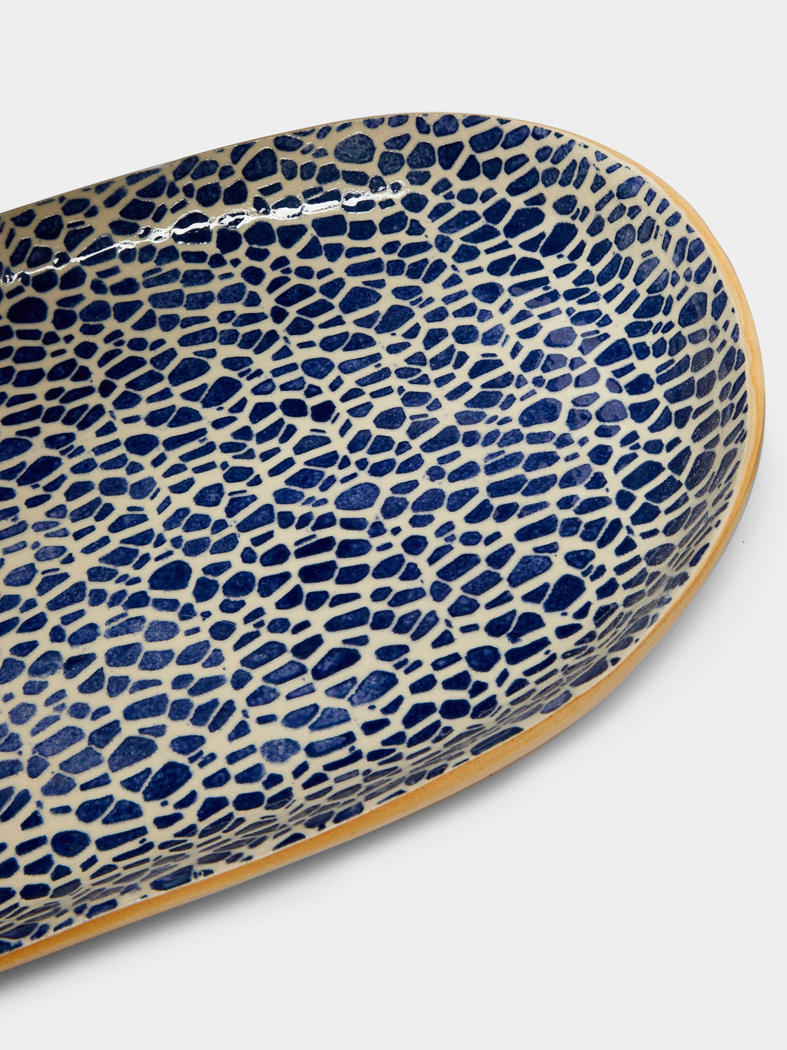 Terrafirma Ceramics - Hand-Printed Ceramic Large Fish Platter - Blue - ABASK