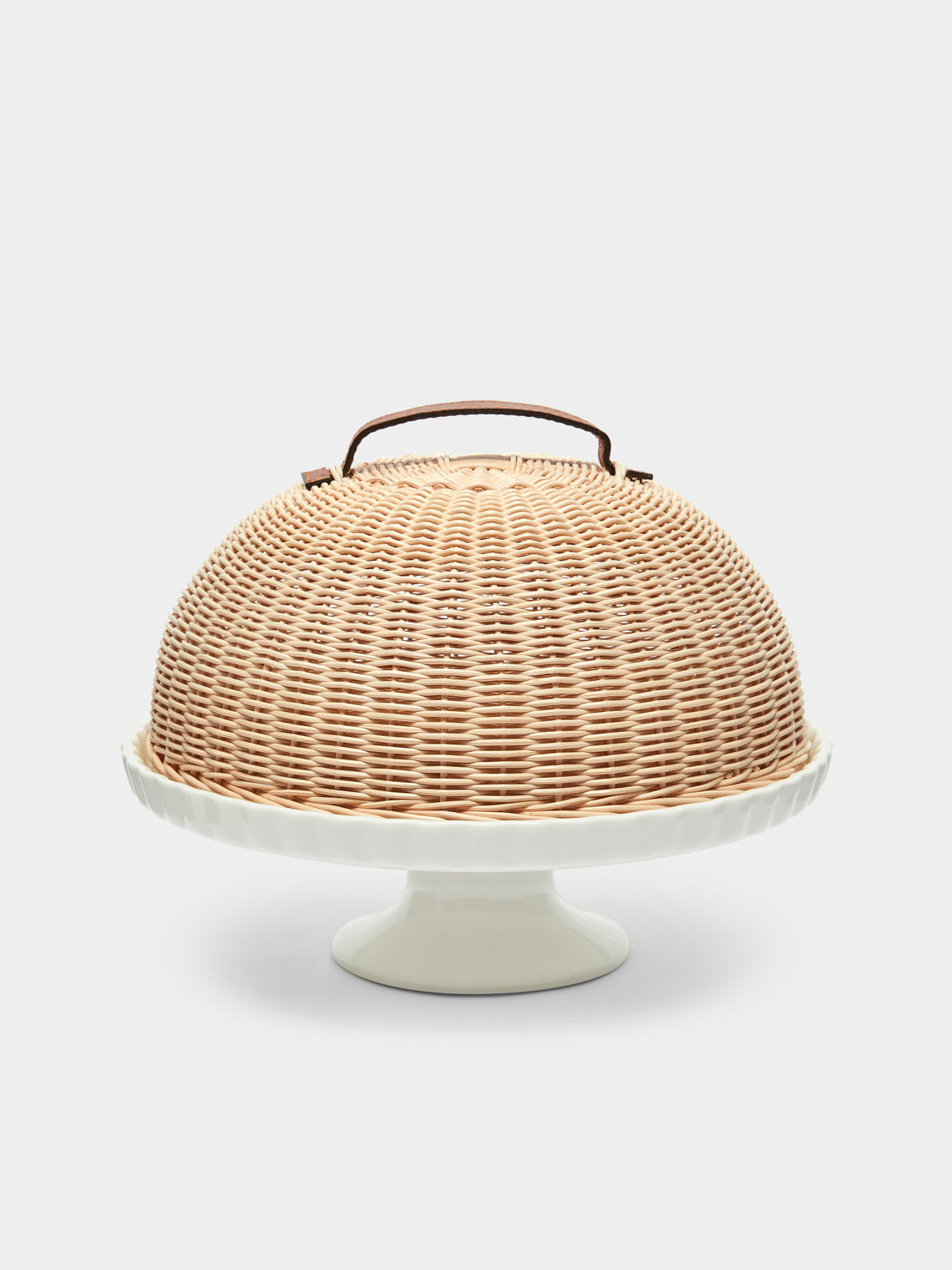 Mila Maurizi - Handwoven Wicker and Ceramic Domed Cake Stand -  - ABASK - 