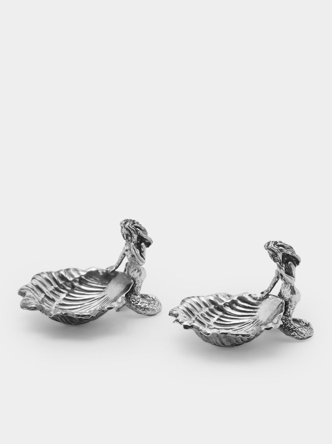 Antique and Vintage - 1950s Solid Silver Mermaid Salt and Pepper Dishes (Set of 2) -  - ABASK - 