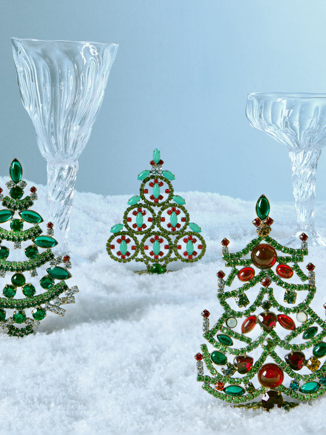 Antique and Vintage - 1930s Czech Jewelled Extra Small Christmas Trees (Set of 3) -  - ABASK