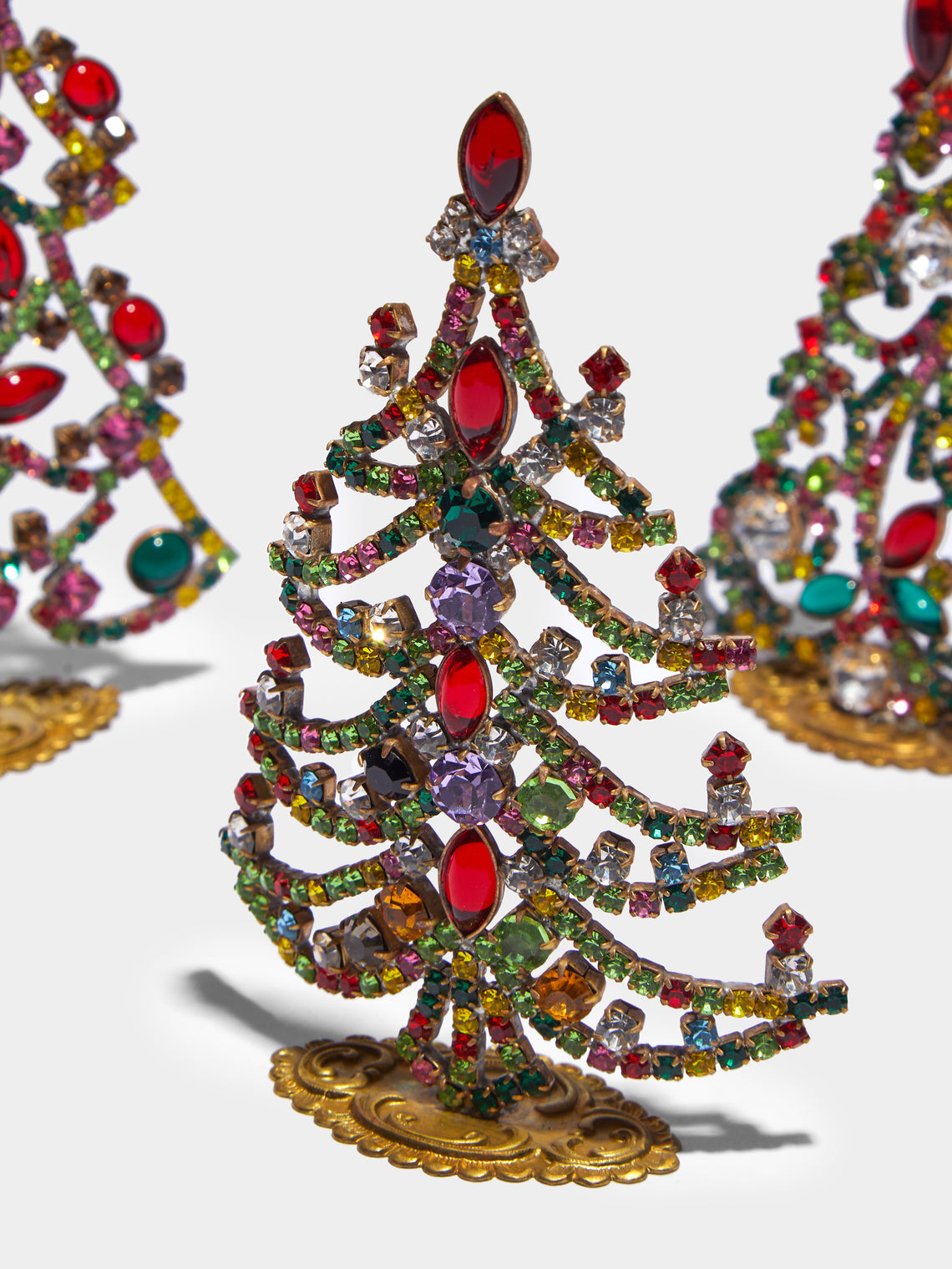 Antique and Vintage - 1930s Czech Jewelled Extra Small Christmas Trees (Set of 3) -  - ABASK