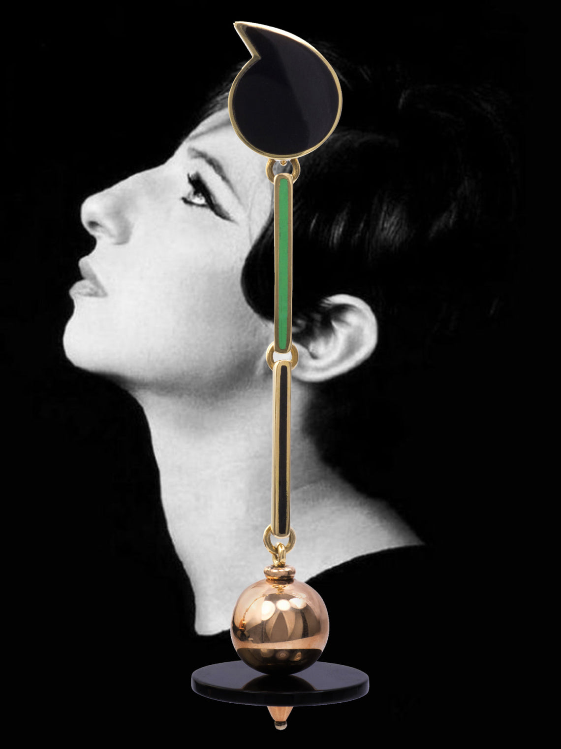 Mahnaz Collection - Vintage 2017 Giorgio Facchini 18-Karat Gold, Onyx and Enamel Drop Earrings -  - ABASK