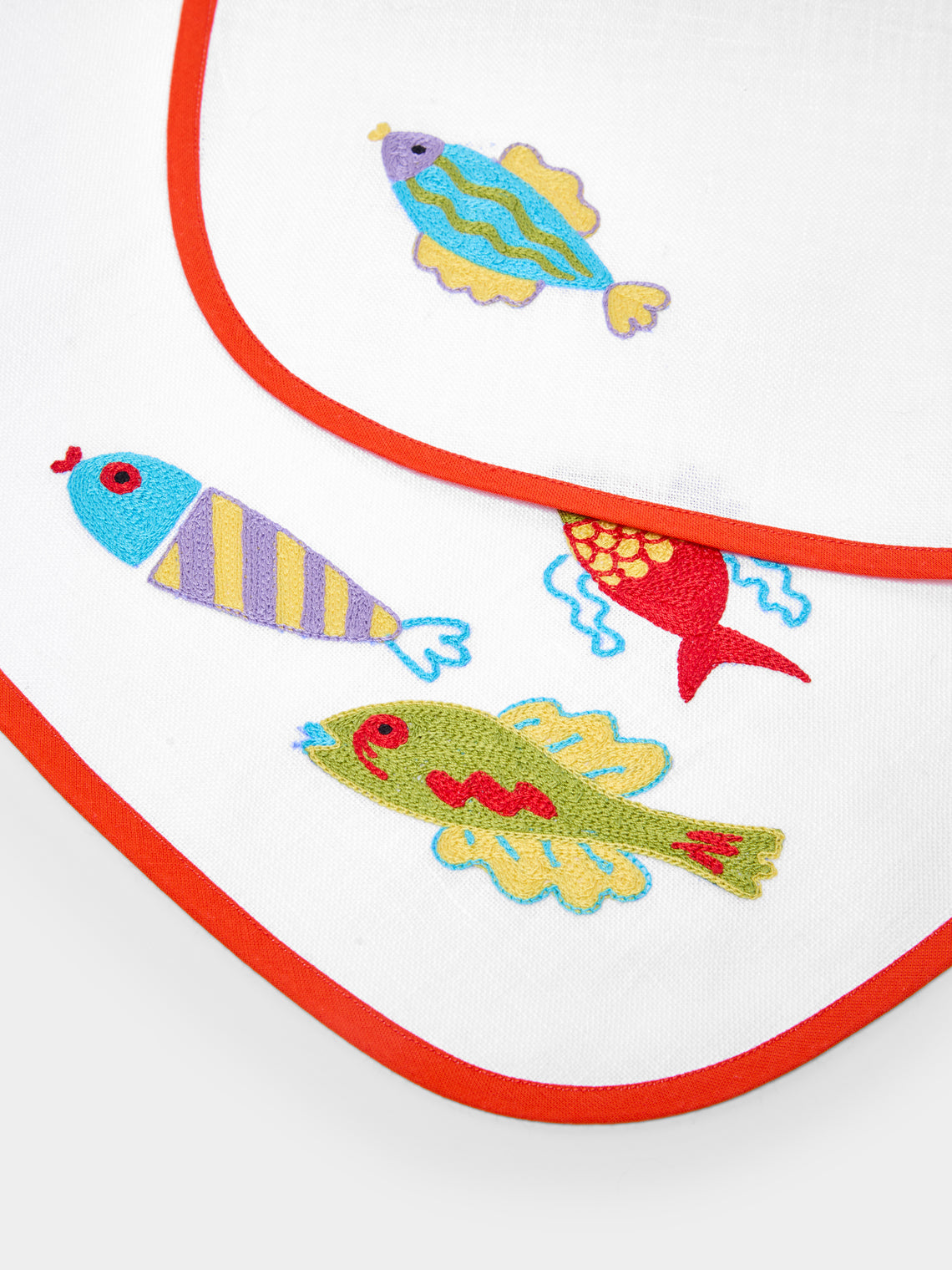 Loretta Caponi - Mendini Fish Hand-Embroidered Linen Placemats (Set of 2) -  - ABASK
