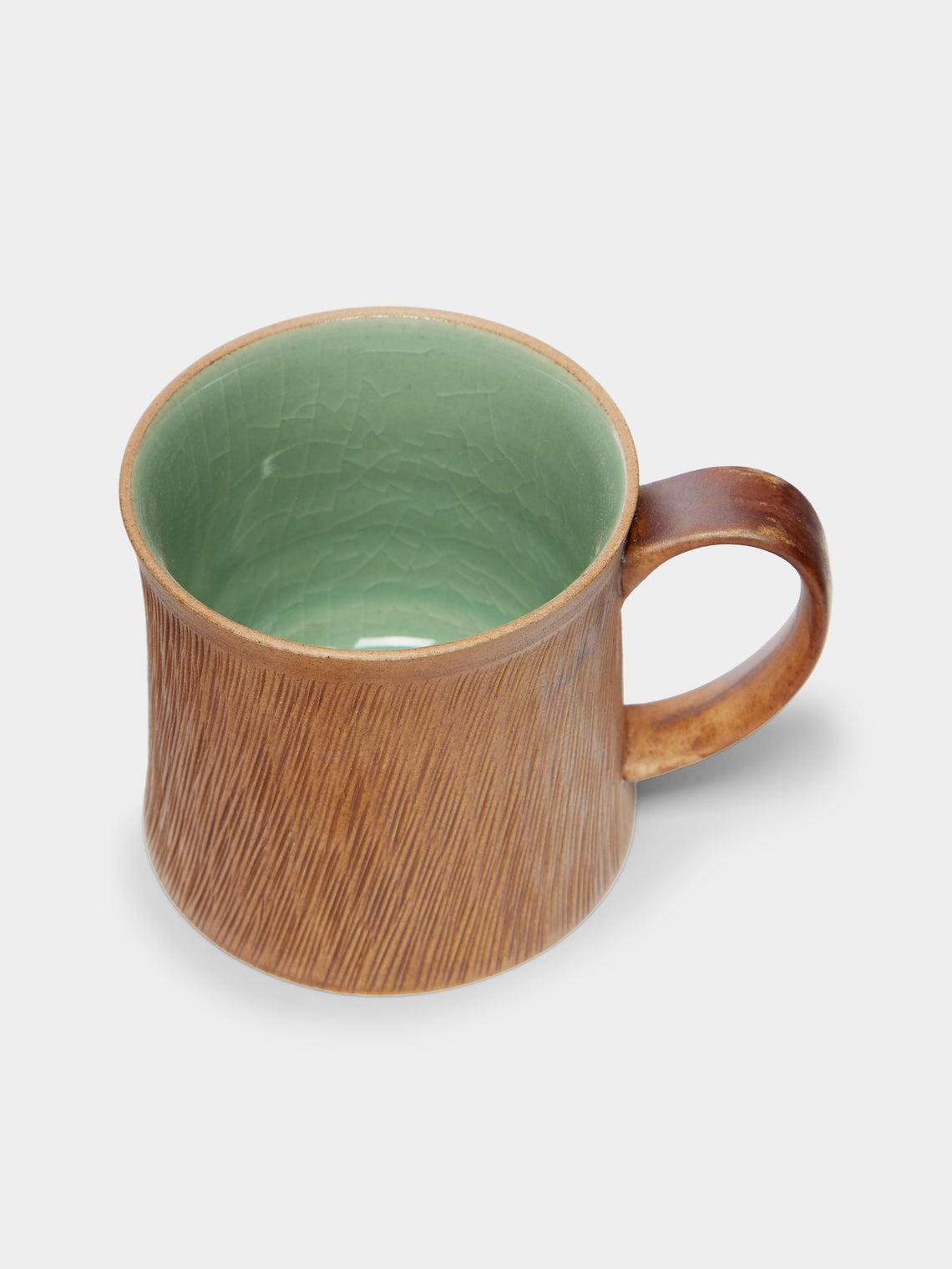 Kim Pan-ki - Comb Pattern Celadon Lidded Mug -  - ABASK