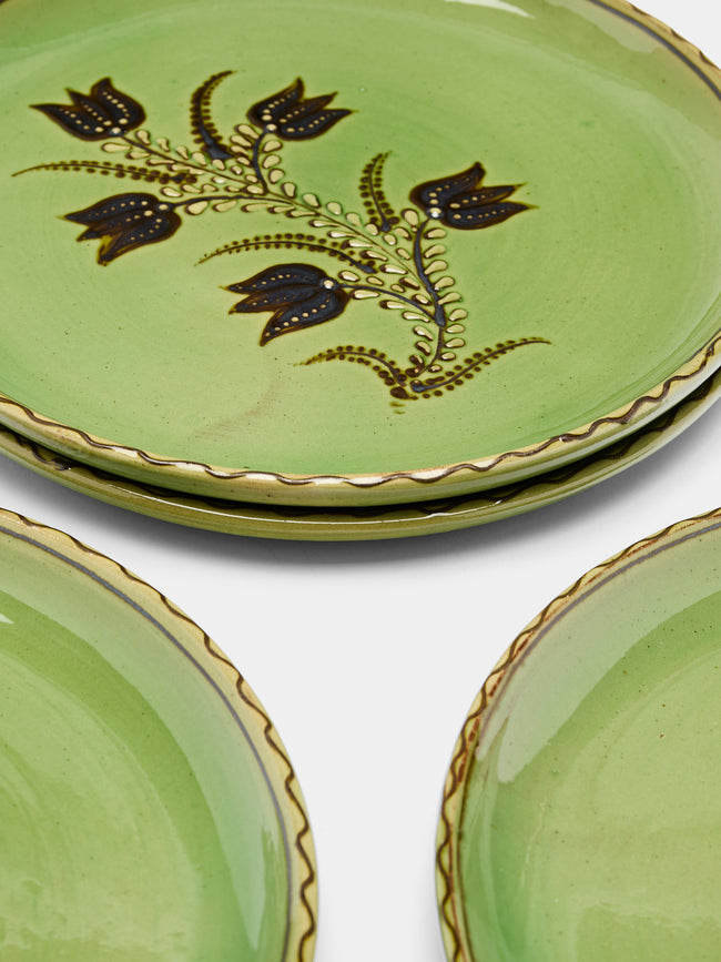 Poterie d’Évires - Flowers Hand-Painted Ceramic Dinner Plates (Set of 4) -  - ABASK