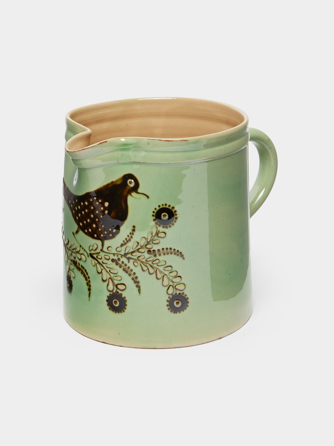 Poterie d’Évires - Birds Hand-Painted Ceramic Straight-Edge Jug -  - ABASK - 