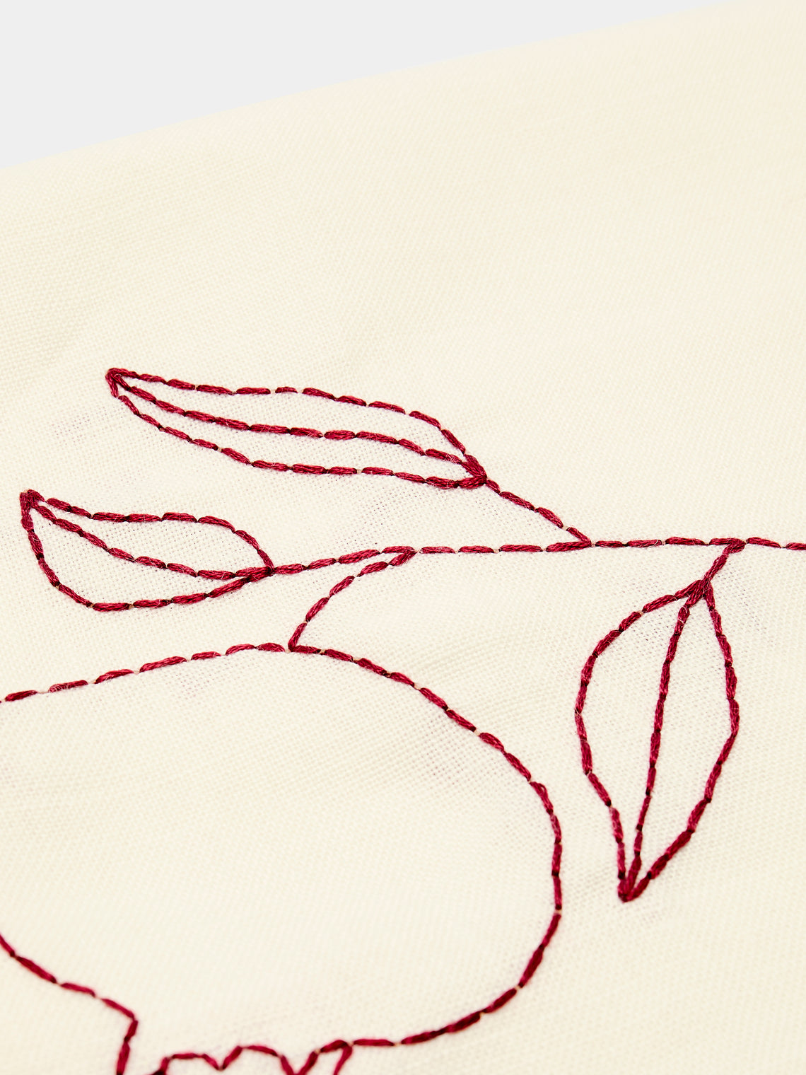 Oeuvres Sensibles - Pomegranate Hand-Embroidered Linen Napkins (Set of 4) -  - ABASK