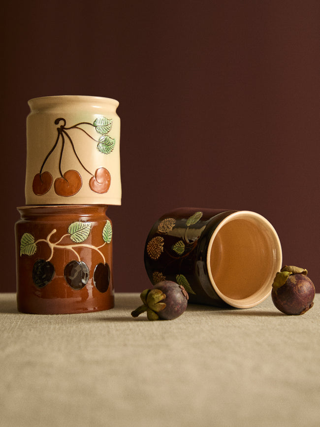 Poterie d’Évires - Fruits Hand-Painted Ceramic Jars (Set of 3) -  - ABASK