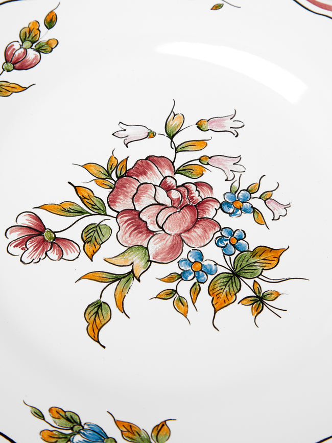 Bourg Joly Malicorne - DNU Strasbourg Fleurs Hand-Painted Ceramic Dessert Plate - set -  - ABASK