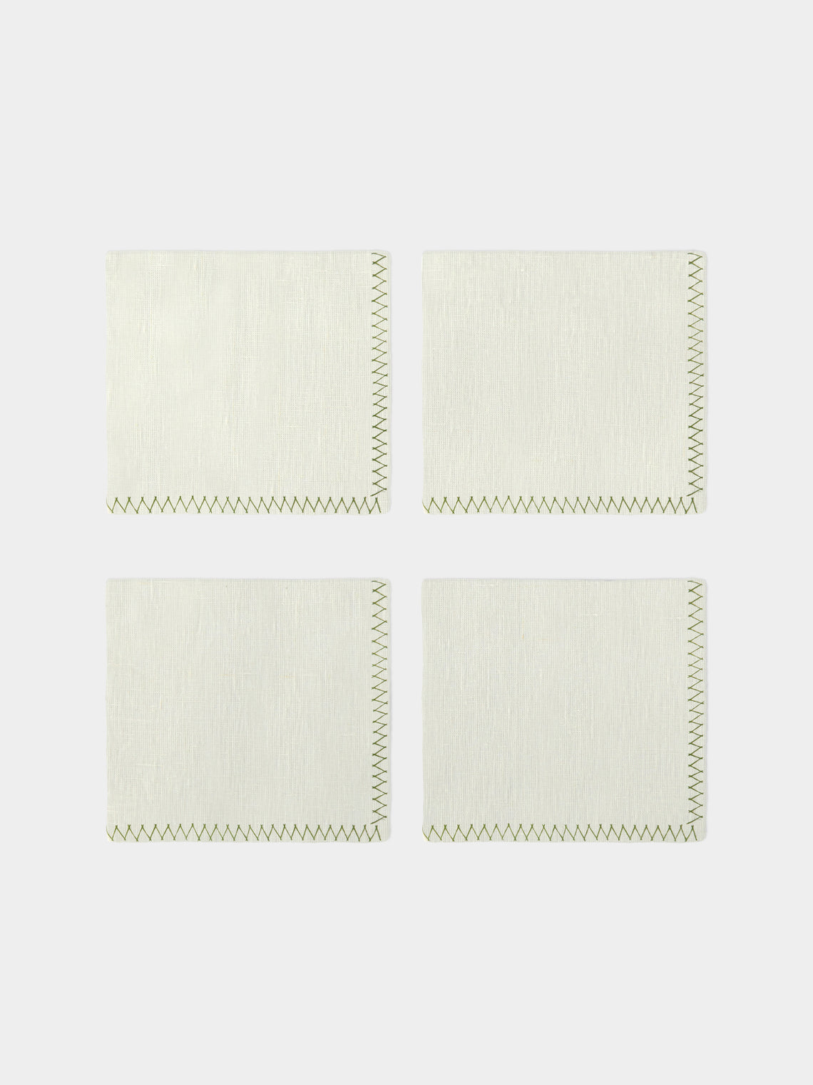 Anut Cairo - Zigzag Hand-Embroidered Linen Napkins (Set of 4) -  - ABASK