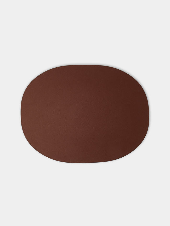 Giobagnara - Leather Large Oval Placemats (Set of 4) - Brown - ABASK - 