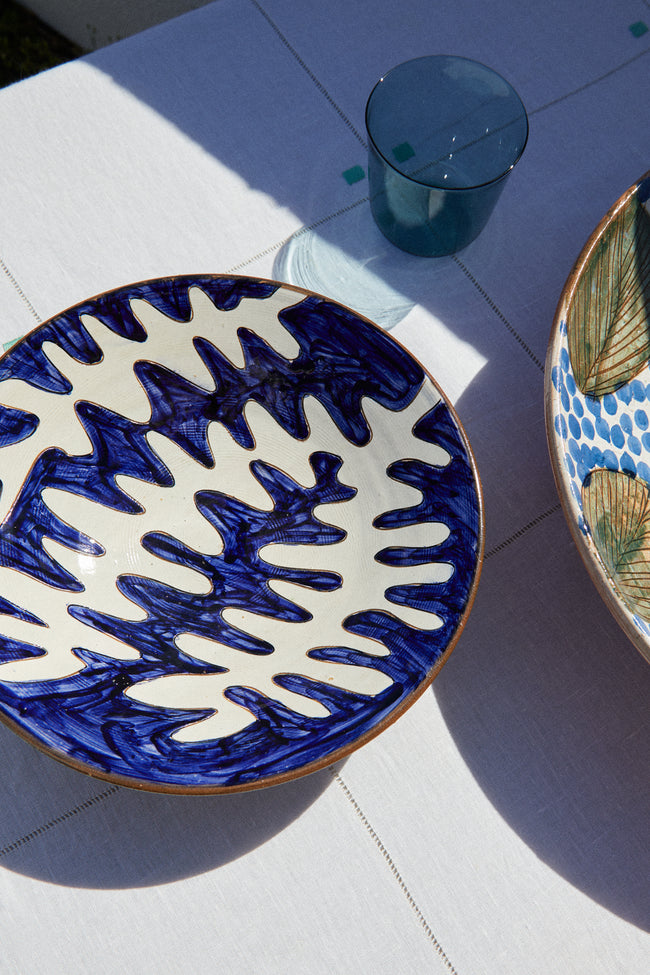 Malaika - Stencil Hand-Painted Ceramic Pasta Bowls (Set of 4) -  - ABASK