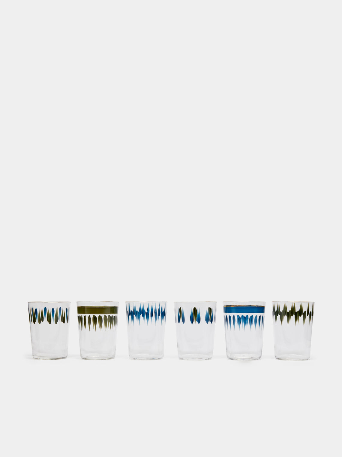 Los Vasos de Agua Clara - Soul Hand-Painted Glass Tumblers (Set of 6) - Blue - ABASK