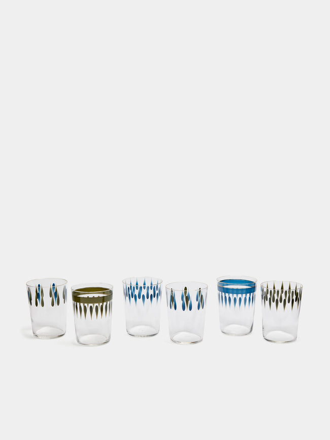 Los Vasos de Agua Clara - Soul Hand-Painted Glass Tumblers (Set of 6) -  - ABASK
