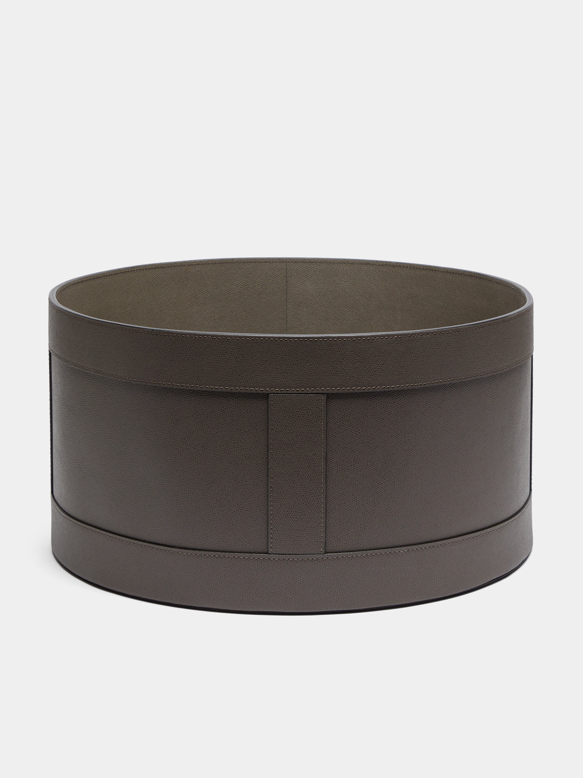 Giobagnara - Leather Circular Storage Basket - Taupe - ABASK - 