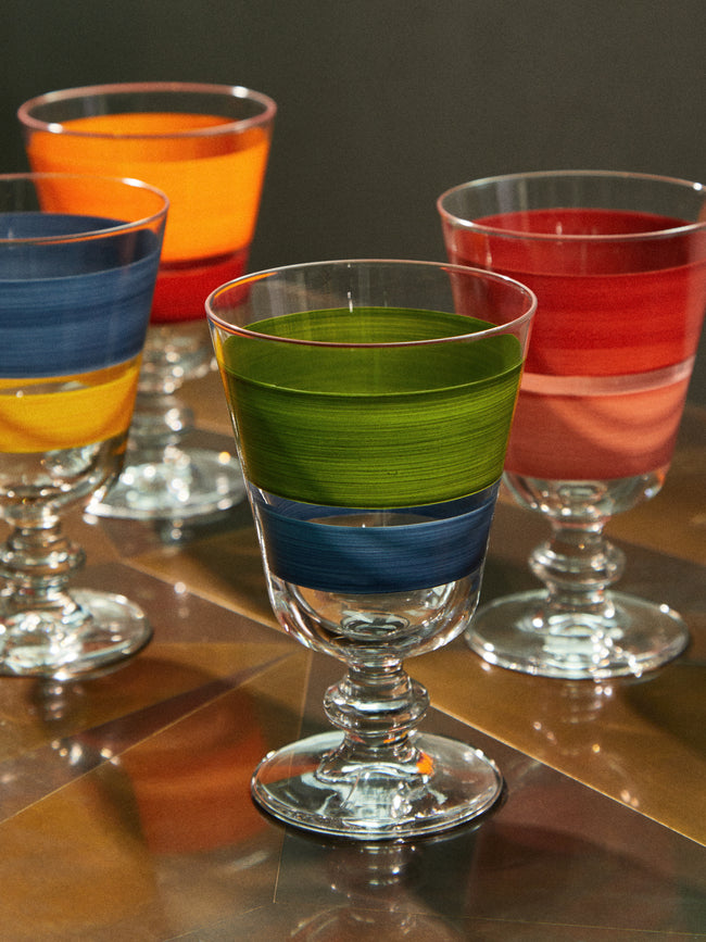 Los Vasos de Agua Clara - Portofino Hand-Painted Stemmed Glasses (Set of 6) -  - ABASK