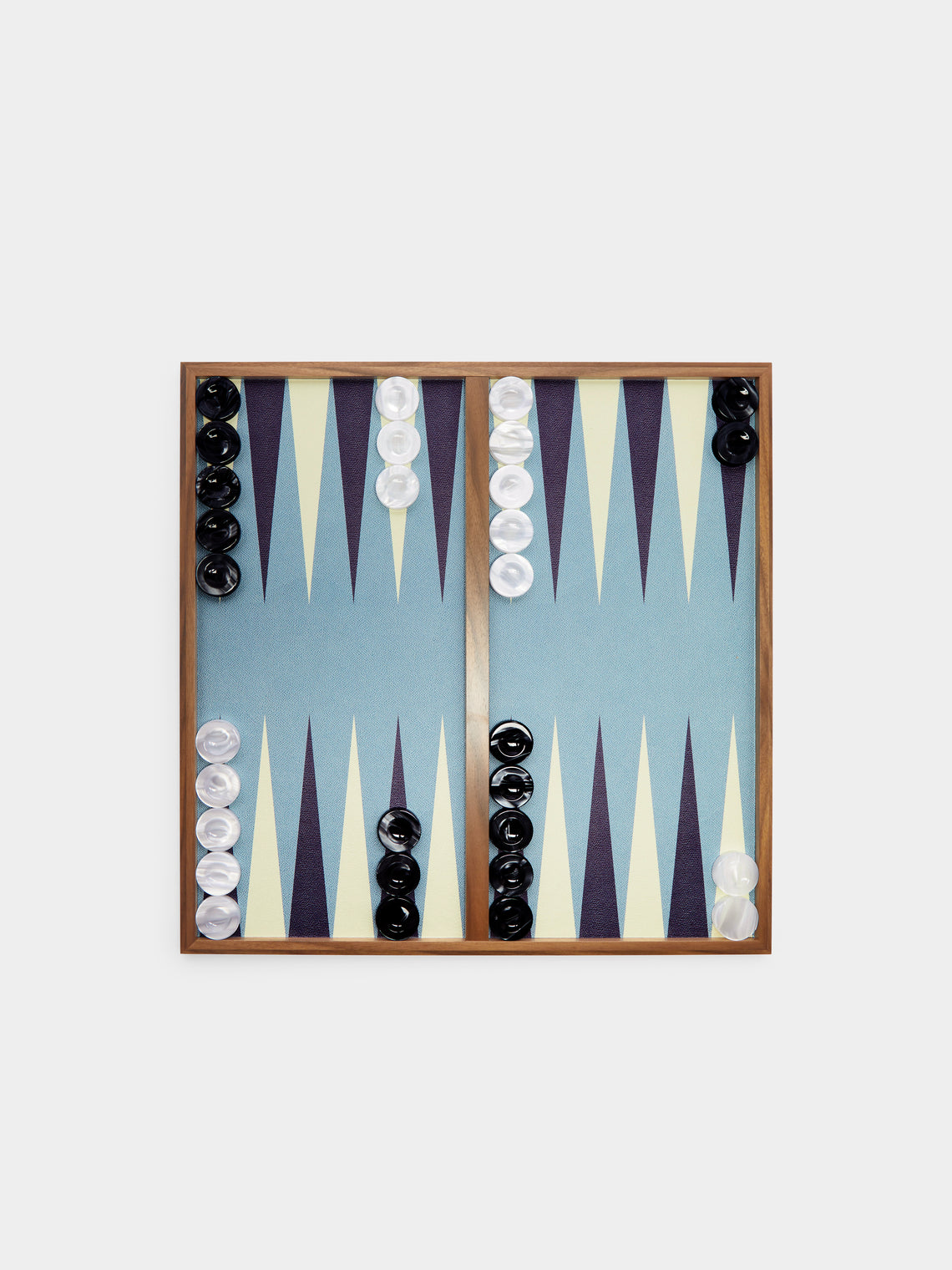 Linley - Leather Chess and Backgammon Games Compendium - Light Blue - ABASK