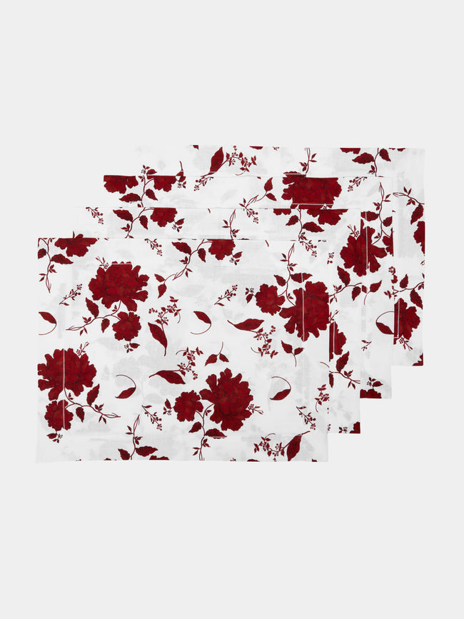Emilia Wickstead - Linen Floral Placemats (Set of 4) - Red - ABASK