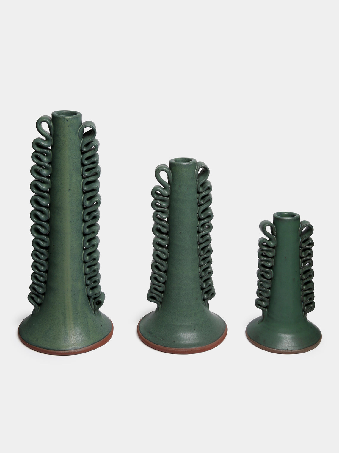 Perla Valtierra - Ribete Hand-Glazed Ceramic Medium Candle Holder - Green - ABASK
