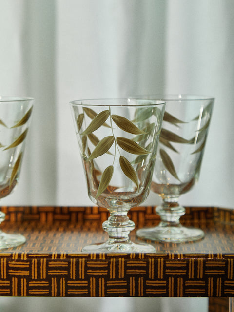 Green Hand-Painted Acapulco Stemmed Glass (Set of 6) by Los Vasos de Agua  Clara