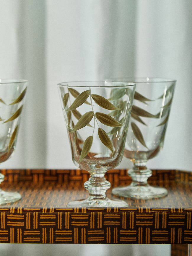 Los Vasos de Agua Clara - Acapulco Hand-Painted Stemmed Glasses (Set of 6) -  - ABASK