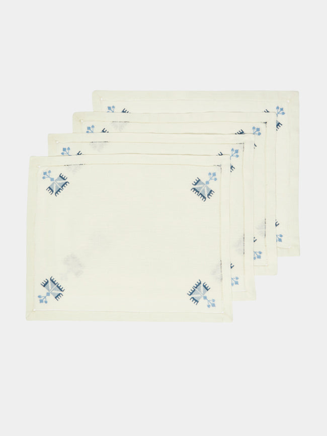 Malaika - Ottoman Carnations Hand-Printed Linen Placemats (Set of 4) -  - ABASK