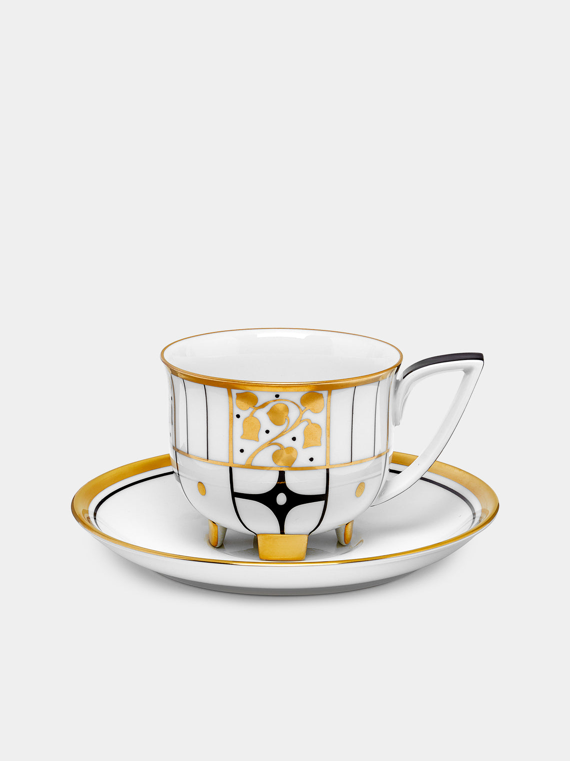 Augarten - Déco Vienne Hand-Painted Porcelain Coffee Cup and Saucer - ABASK