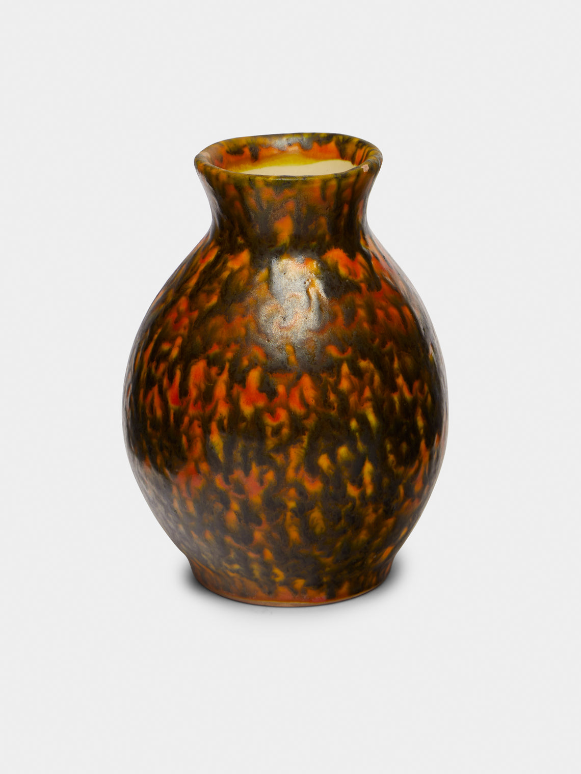 Antique and Vintage - 1950s-1970s Fat Lava Ceramic Vase - Orange - ABASK - 
