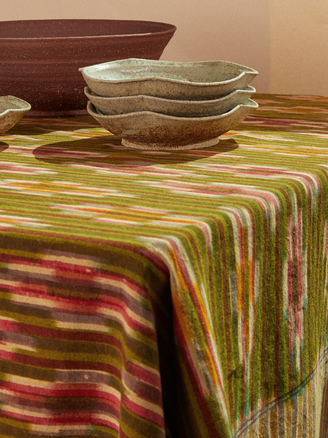 Gregory Parkinson - Turmeric Moss Block-Printed Cotton Tablecloth - Multiple - ABASK