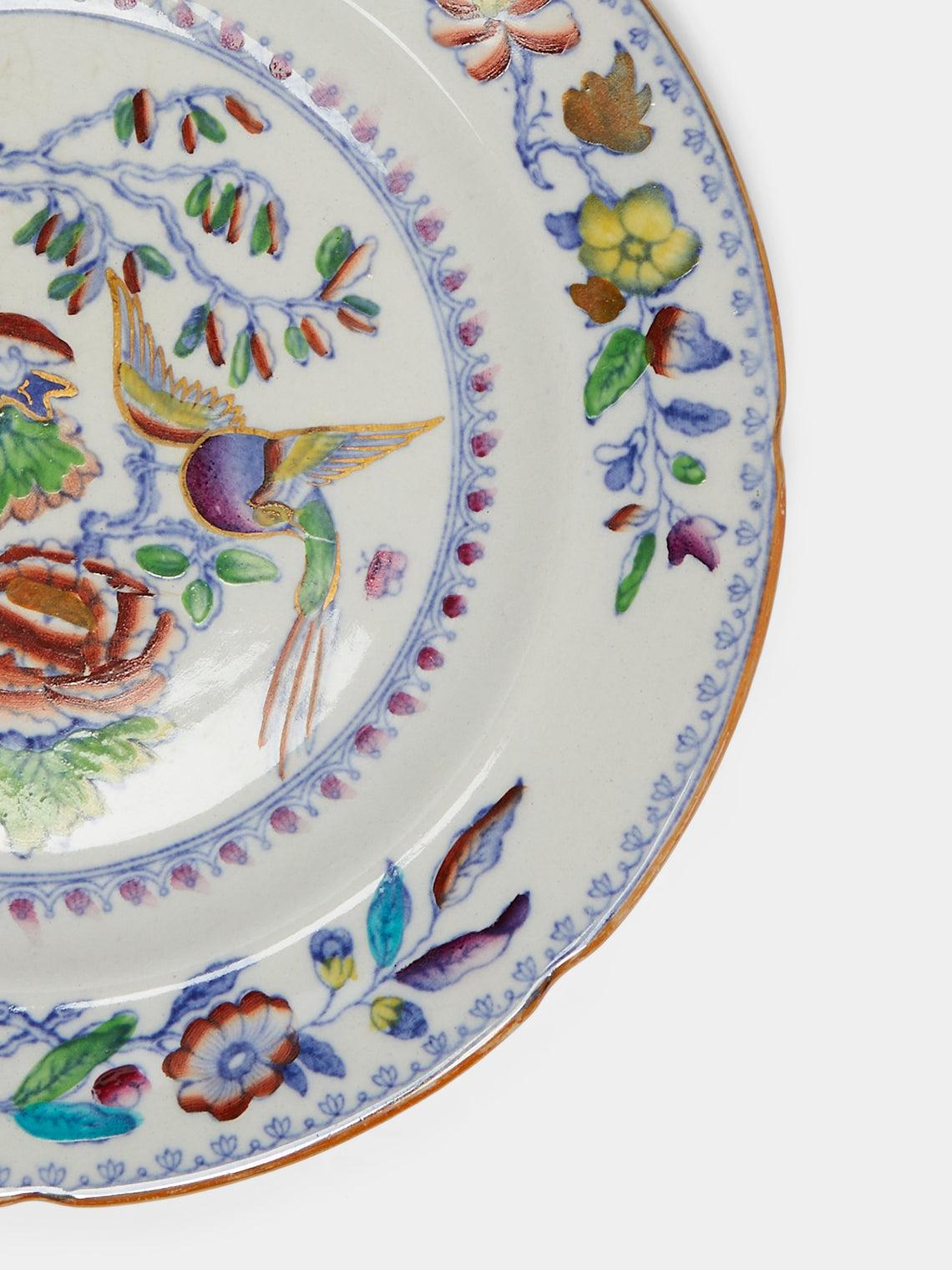 Antique and Vintage - 1870s Flying Bird Mason Ironstone Tea Plate (Set of 10) - Multiple - ABASK
