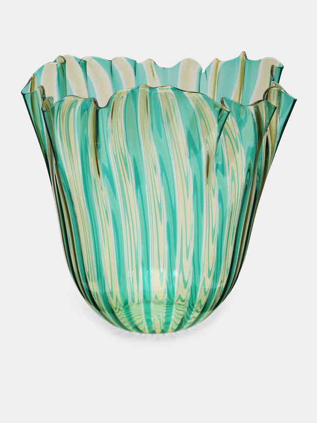 Venini - Fazzoletto a Canne Hand-Blown Murano Glass Large Vase -  - ABASK