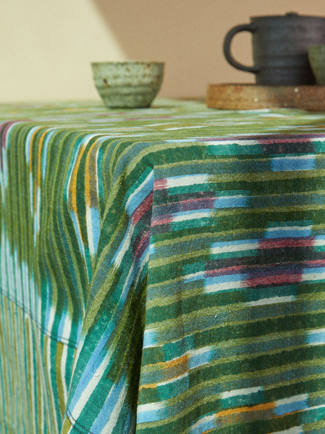 Gregory Parkinson - Petal Stripe Block-Printed Cotton Rectangular Tablecloth - Multiple - ABASK