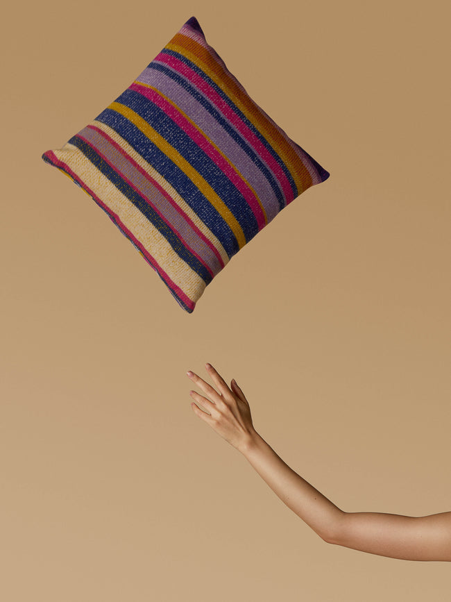 The Elder Statesman - Stripe Super Soft Cashmere Pillow -  - ABASK
