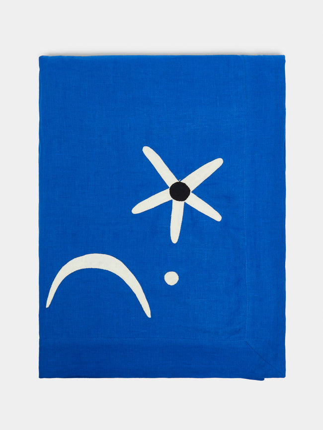 Malaika - Cosmic Hand-Embroidered Linen Rectangular Tablecloth -  - ABASK - 