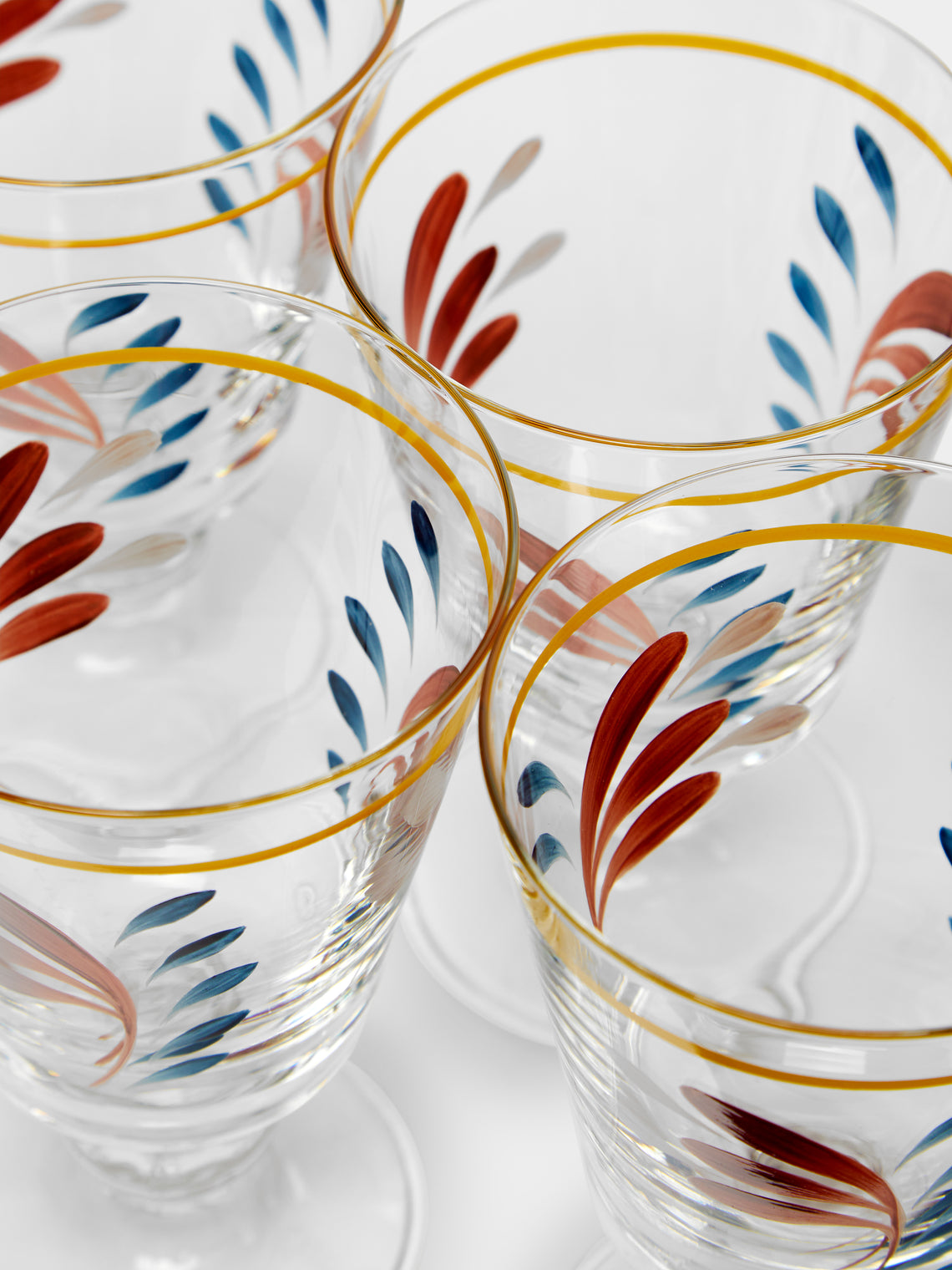 Los Vasos de Agua Clara - Tirol Hand-Painted Stemmed Glasses (Set of 6) -  - ABASK