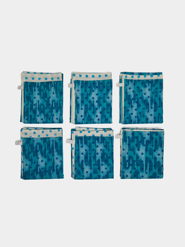 Gregory Parkinson - Aqua Ikat Napkins (Set of 6) - Multiple - ABASK