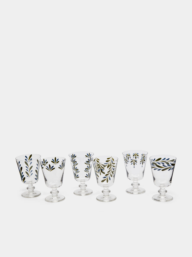 Los Vasos de Agua Clara - Jalisco Hand-Painted Stemmed Glasses (Set of 6) -  - ABASK