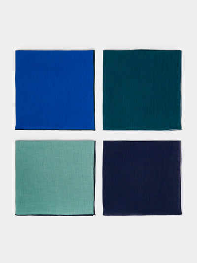 Madre Linen - Hand-Dyed Linen Contrast-Edge Napkins (Set of 4) -  - ABASK - 