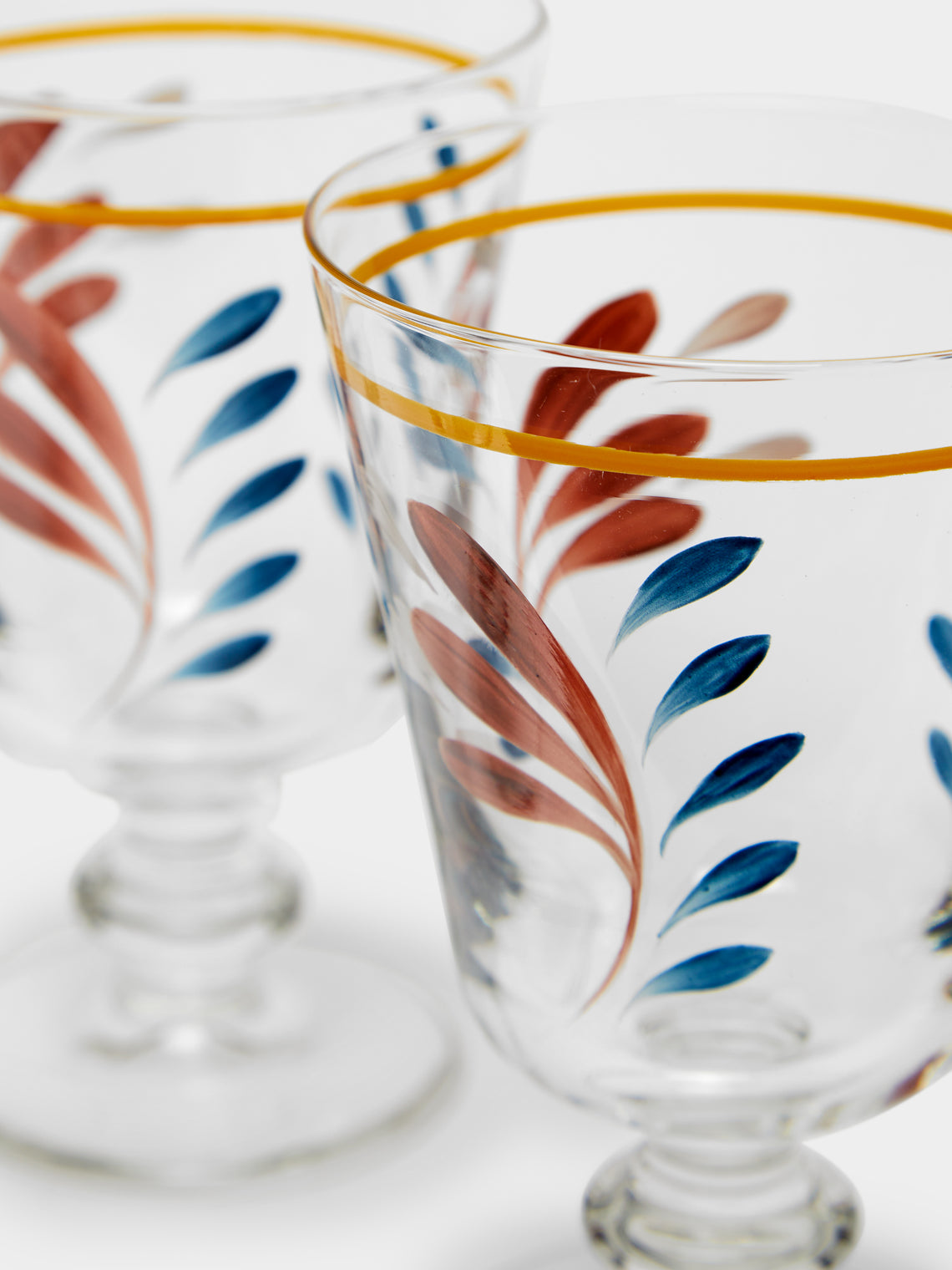 Los Vasos de Agua Clara - Tirol Hand-Painted Stemmed Glasses (Set of 6) -  - ABASK