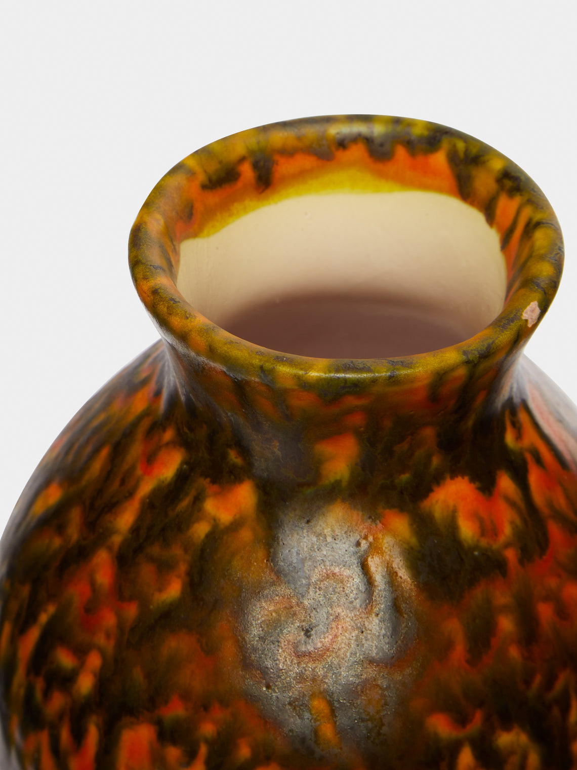 Antique and Vintage - 1950s-1970s Fat Lava Ceramic Vase - Orange - ABASK