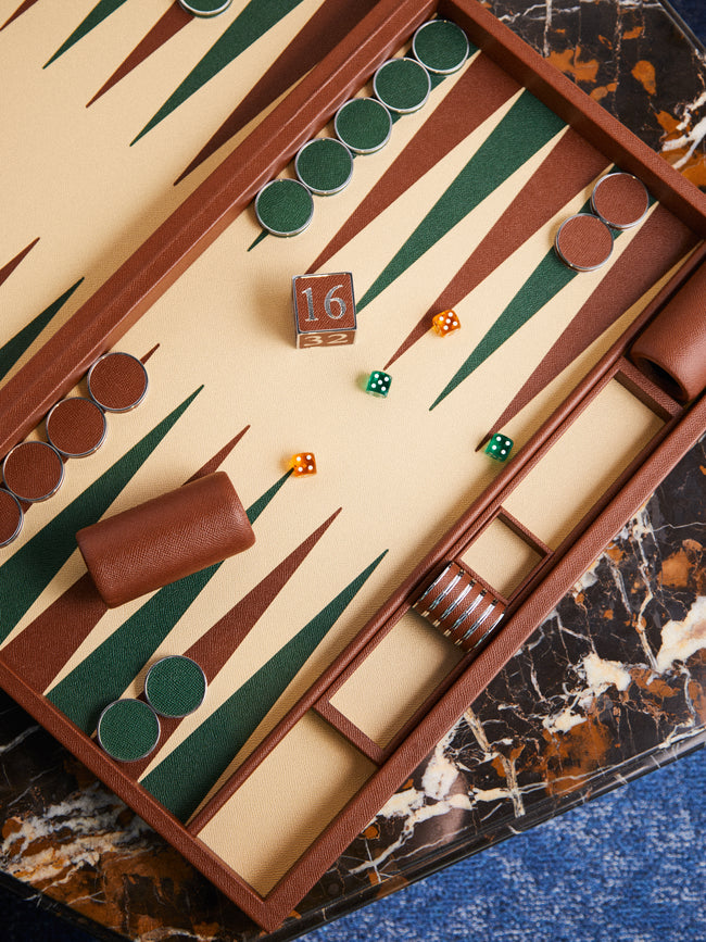 Geoffrey Parker - Leather Competition Backgammon Set -  - ABASK