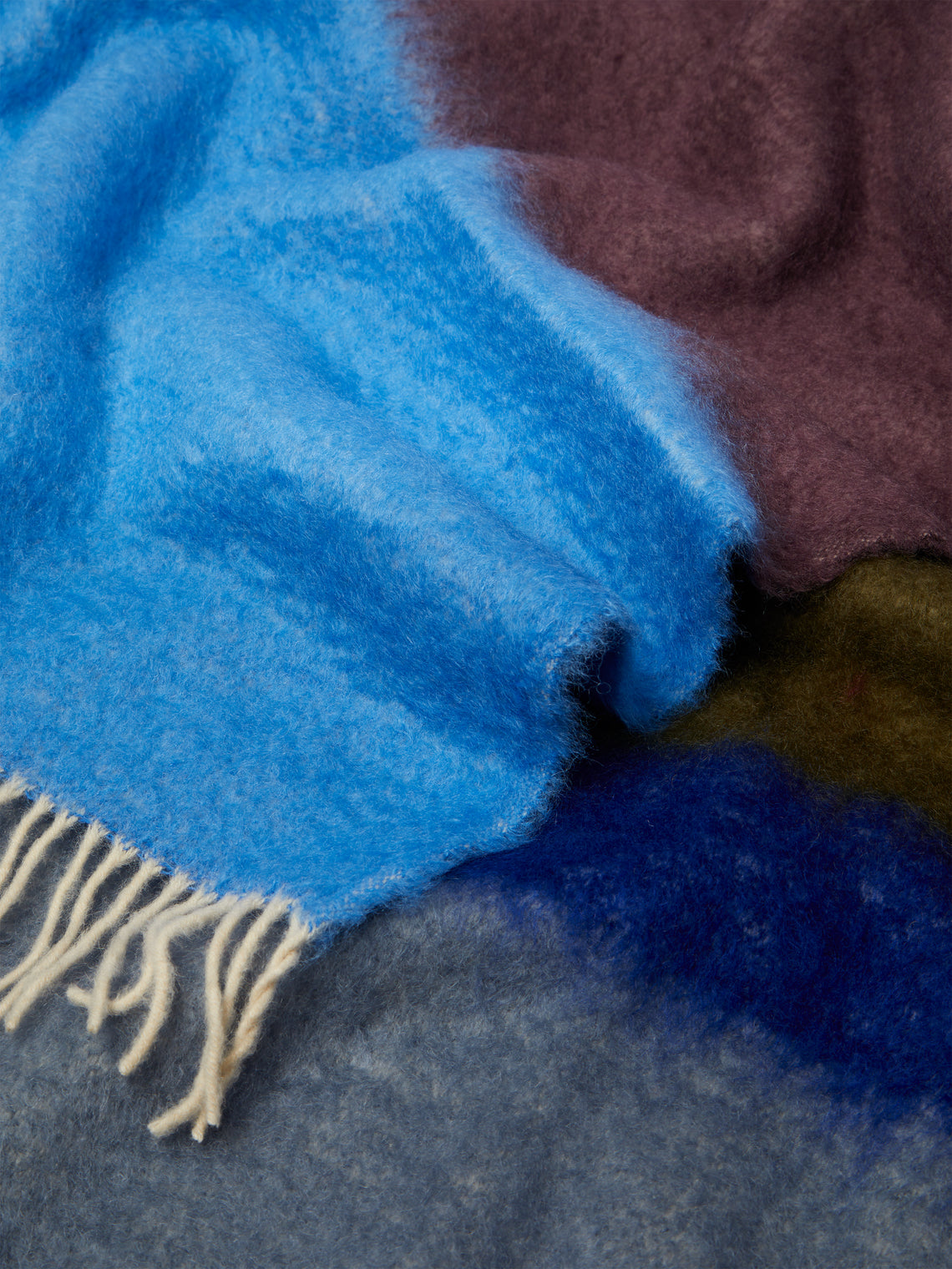 Loewe Home - Mohair Striped Blanket - Blue - ABASK