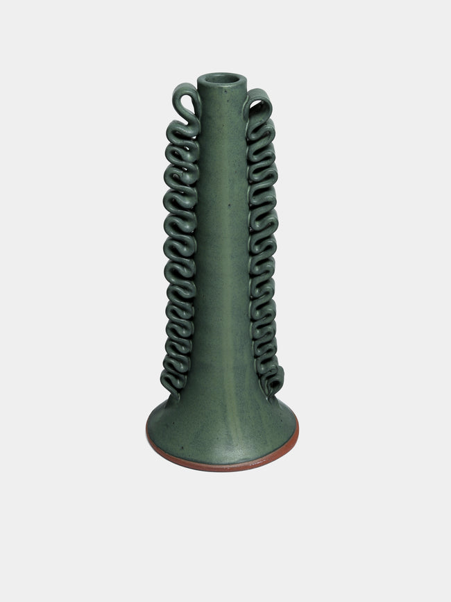 Perla Valtierra - Ribete Hand-Glazed Ceramic Large Candle Holder -  - ABASK - 